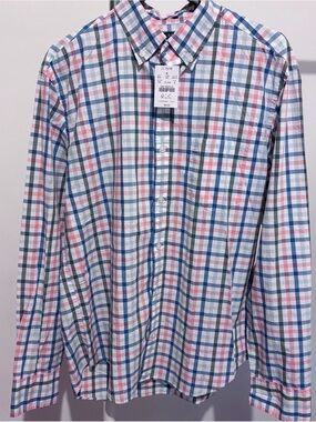 J. Crew Flex Washed Shirt Mens Plaid Button Preppy NWT